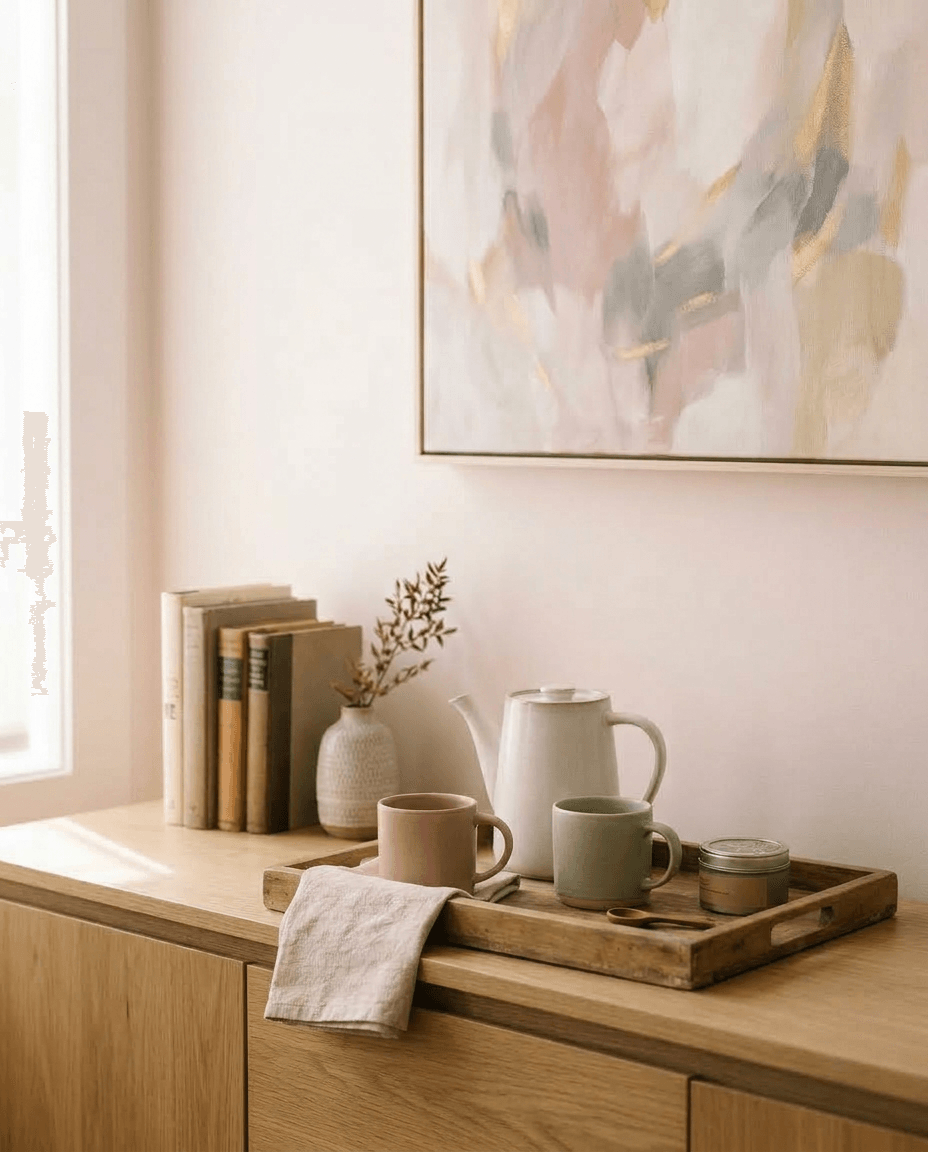 Tea tray in Claire's office